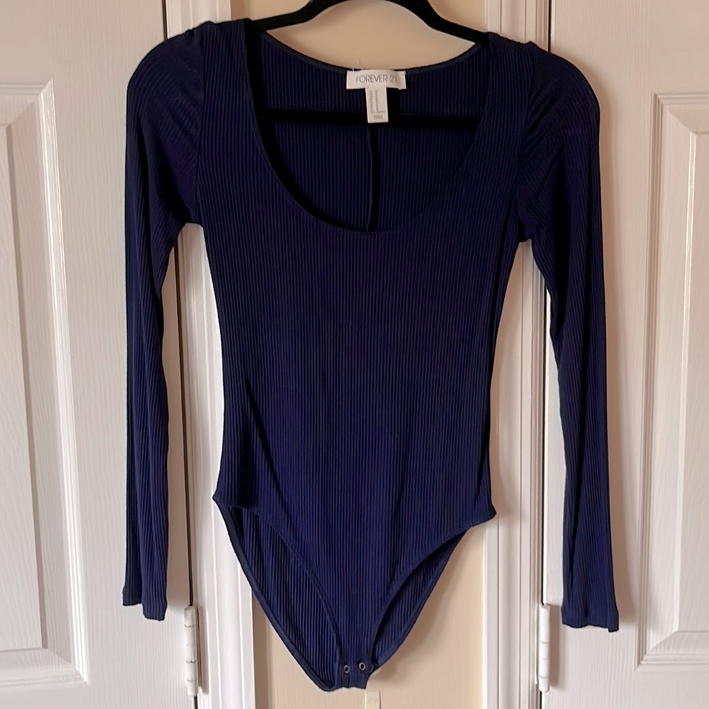 Forever 21 Blue Long Sleeve Bodysuit Medium